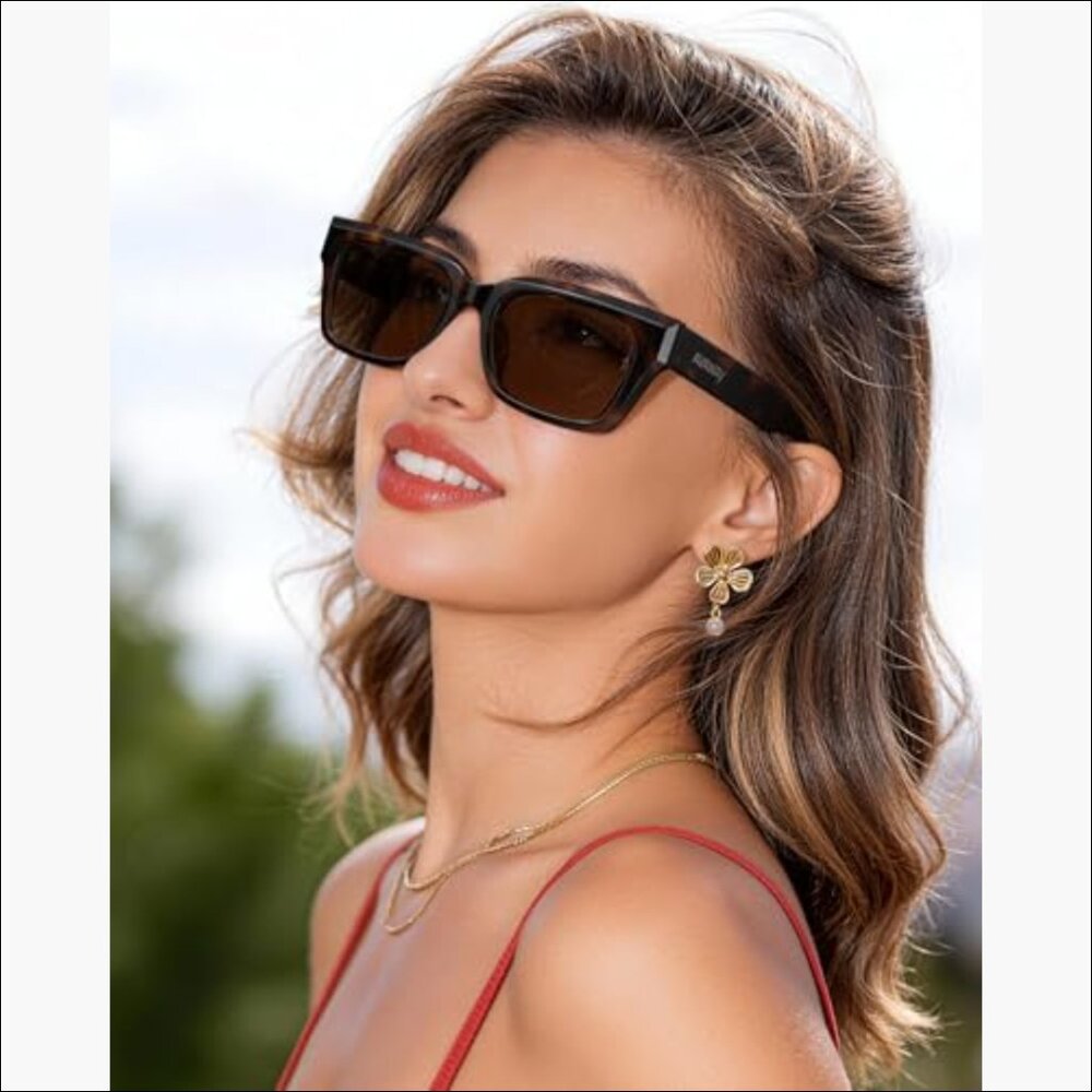 Polarized Chunky Rectangle Sunglasses, Italian Ha… - image 3